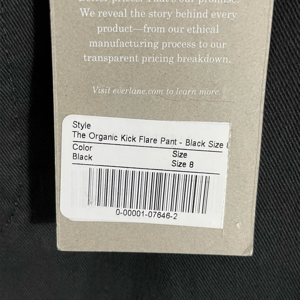 Everlane The Organic Kick Flare Pant Black Organic Cotton NWT - Picture 6 of 12